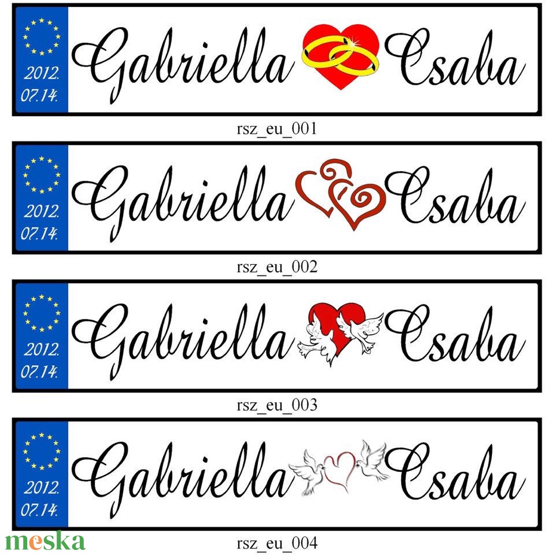 Esküvői autóra egyedi rendszámtábla - esküvő - dekoráció - tábla & jelzés - Meska.hu