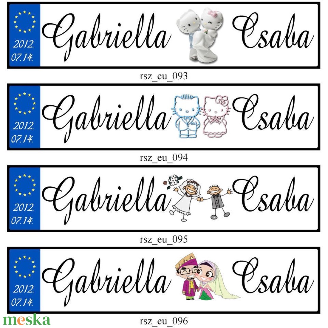 Esküvői autóra egyedi rendszámtábla - esküvő - dekoráció - tábla & jelzés - Meska.hu