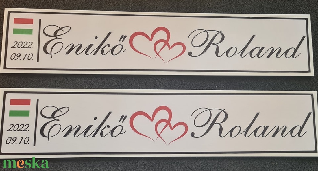 Esküvői autóra egyedi rendszámtábla - esküvő - dekoráció - tábla & jelzés - Meska.hu