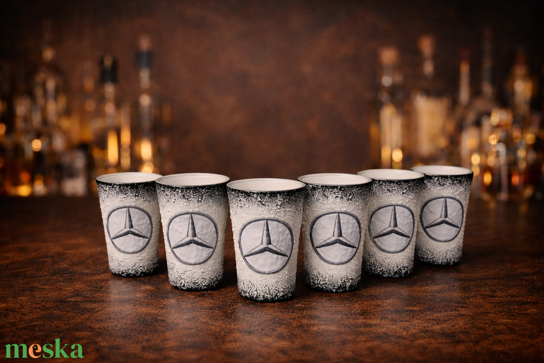 Mercédesz pálinkás pohár szett  - otthon & életmód - konyhafelszerelés, tálalás - tálalás - pálinkás poharak, szettek - Meska.hu