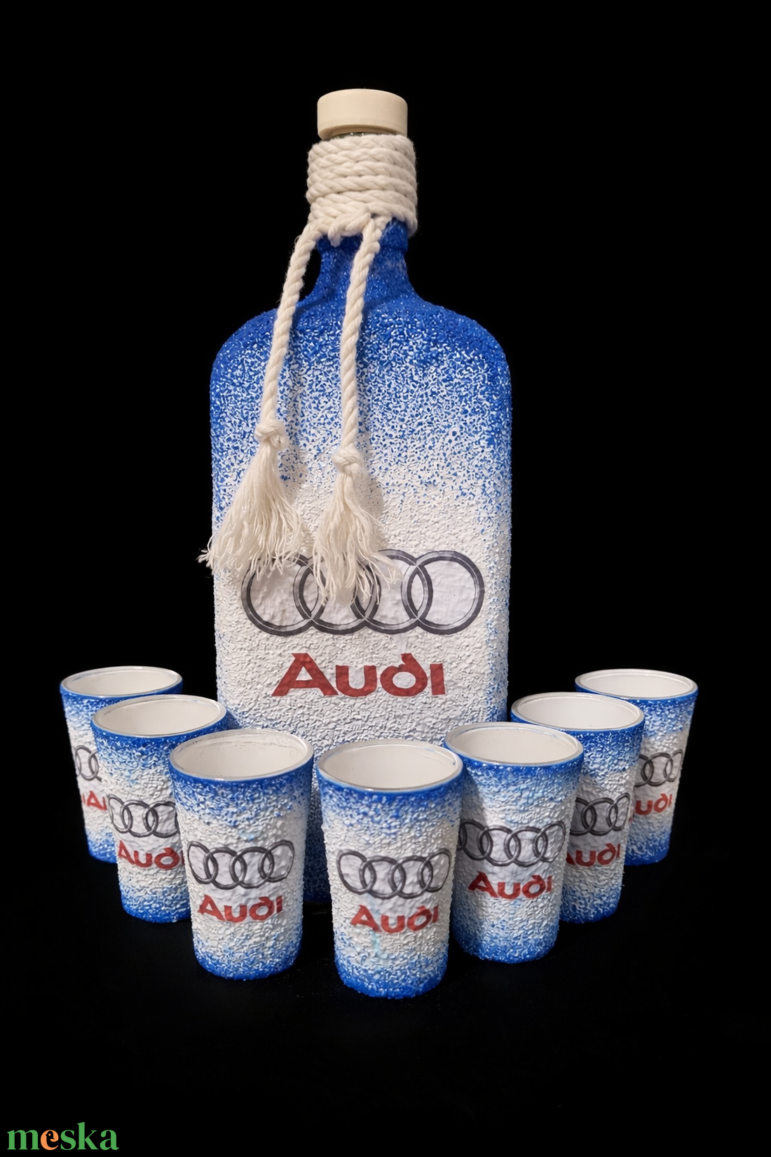 Audi -  pálinkás üveg szett - otthon & életmód - konyhafelszerelés, tálalás - tálalás - pálinkás poharak, szettek - Meska.hu