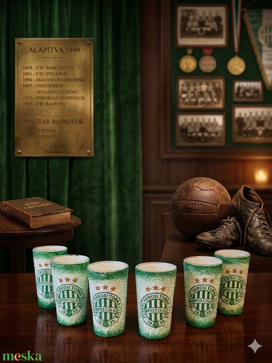 Fradi pálinkás pohár szett  - otthon & életmód - konyhafelszerelés, tálalás - tálalás - pálinkás poharak, szettek - Meska.hu