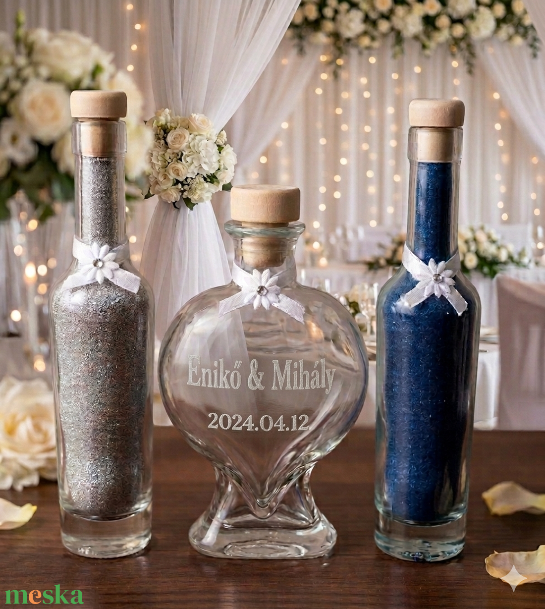 Díszes homoköntő szett -homokkal - esküvő - emlék & ajándék - nászajándék - ceremónia szett - Meska.hu