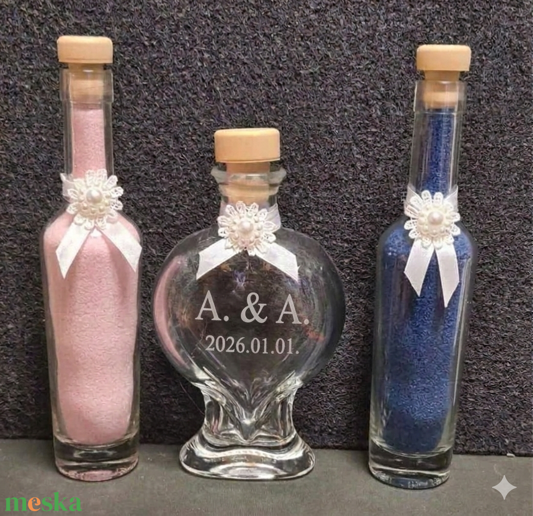 Díszes homoköntő szett -homokkal - esküvő - emlék & ajándék - nászajándék - ceremónia szett - Meska.hu