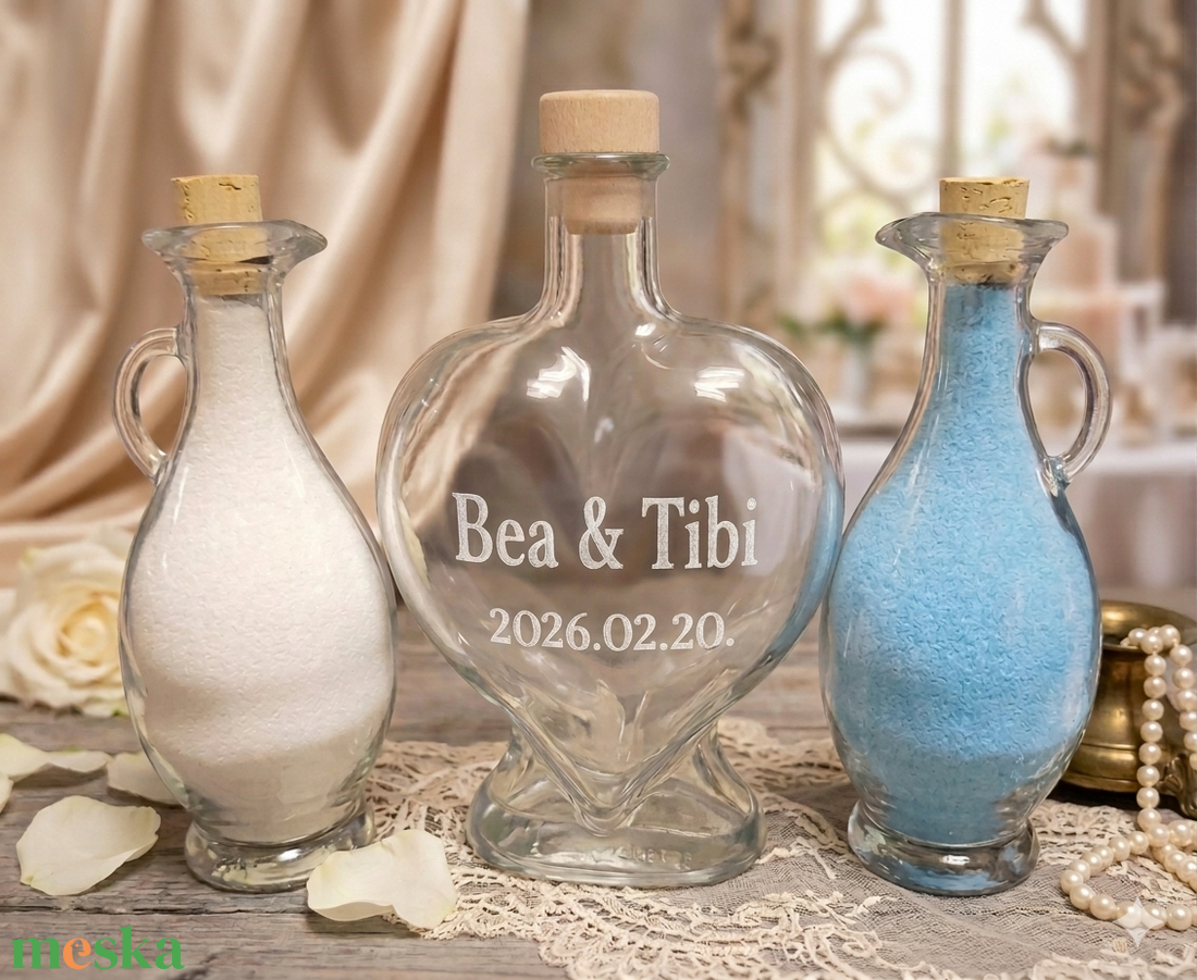 Nagy szív homoköntő szett homokkal - esküvő - dekoráció - helyszíni dekor - Meska.hu