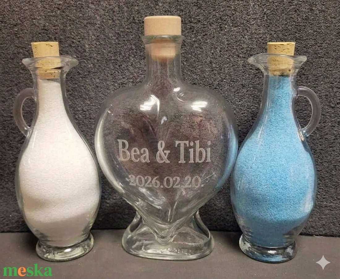 Nagy szív homoköntő szett homokkal - esküvő - dekoráció - helyszíni dekor - Meska.hu