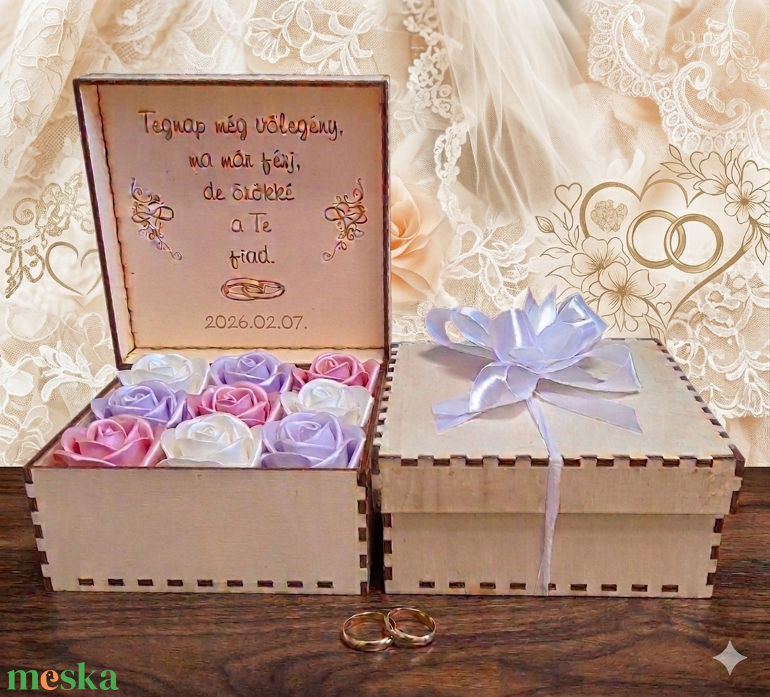 Szülőköszöntő szatén rózsabox  - esküvő - emlék & ajándék - szülőköszöntő ajándék - Meska.hu