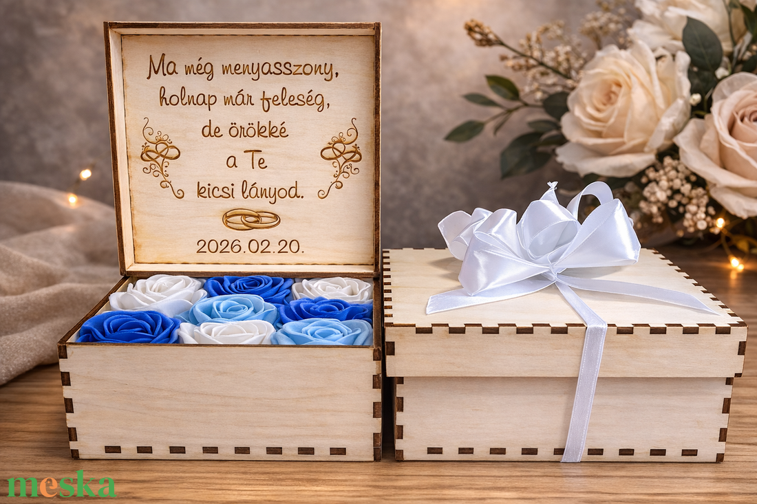 Szülőköszöntő szatén rózsabox  - esküvő - emlék & ajándék - szülőköszöntő ajándék - Meska.hu