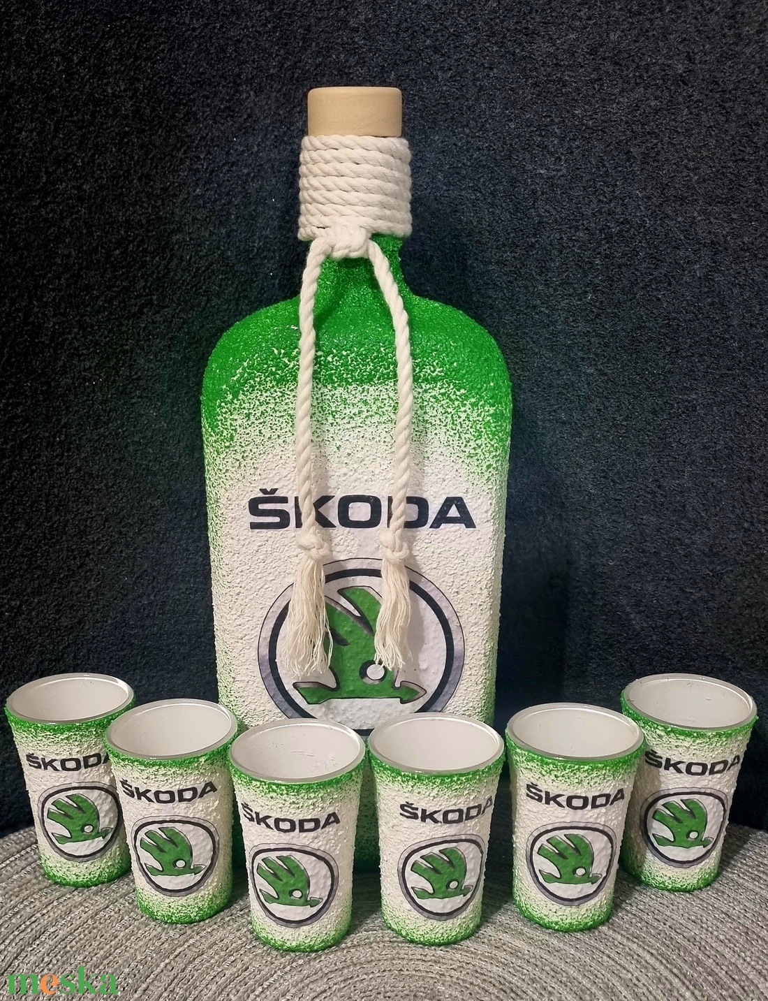 Skoda -  pálinkás üveg szett - otthon & életmód - konyhafelszerelés, tálalás - tálalás - pálinkás poharak, szettek - Meska.hu