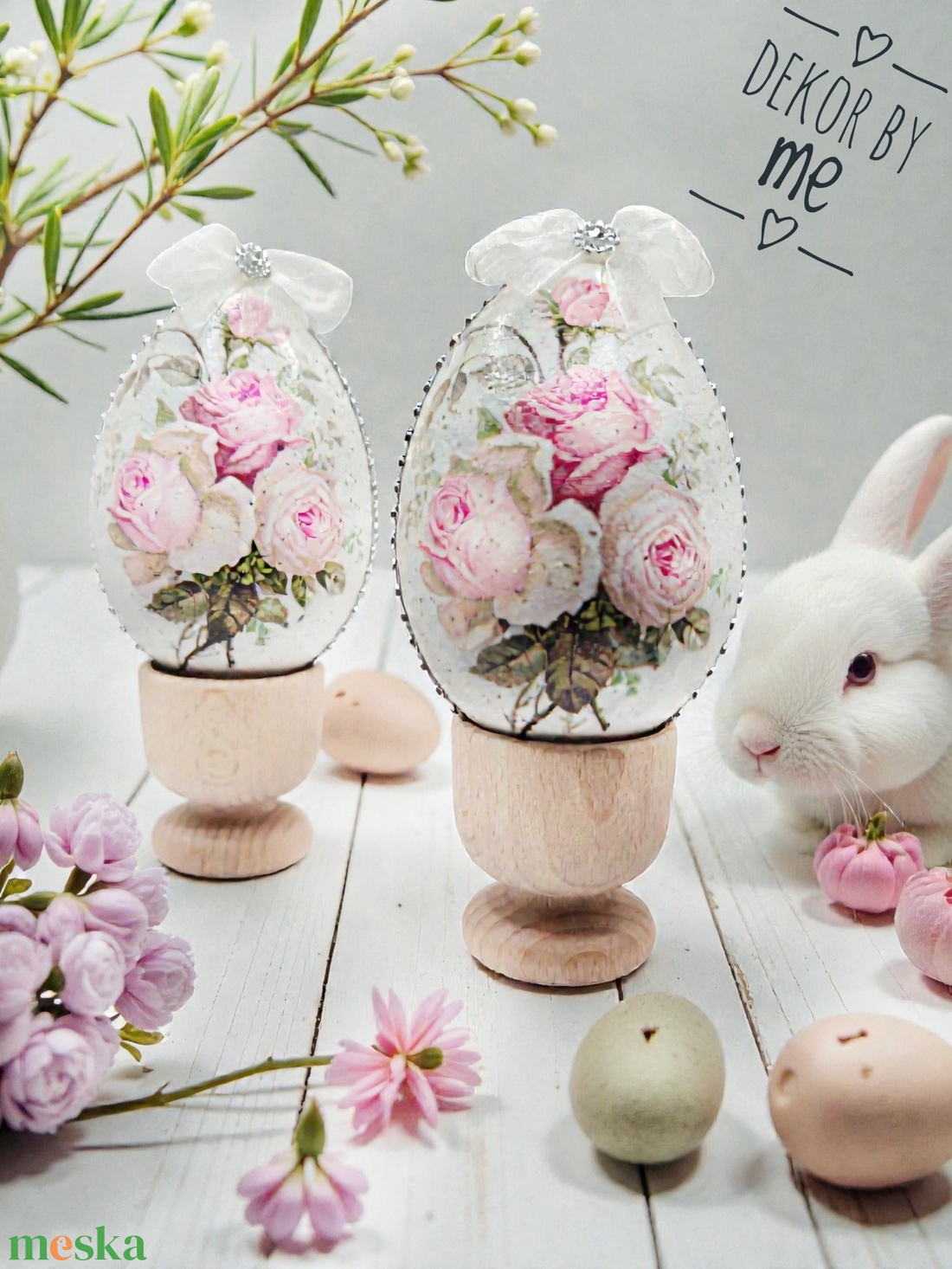 Romantikus vintage húsvéti tojások � felakasztható dekoráció - ünnepi díszek, dekorációk - húsvéti díszek és dekorációk - húsvéti asztaldíszek - Meska.hu