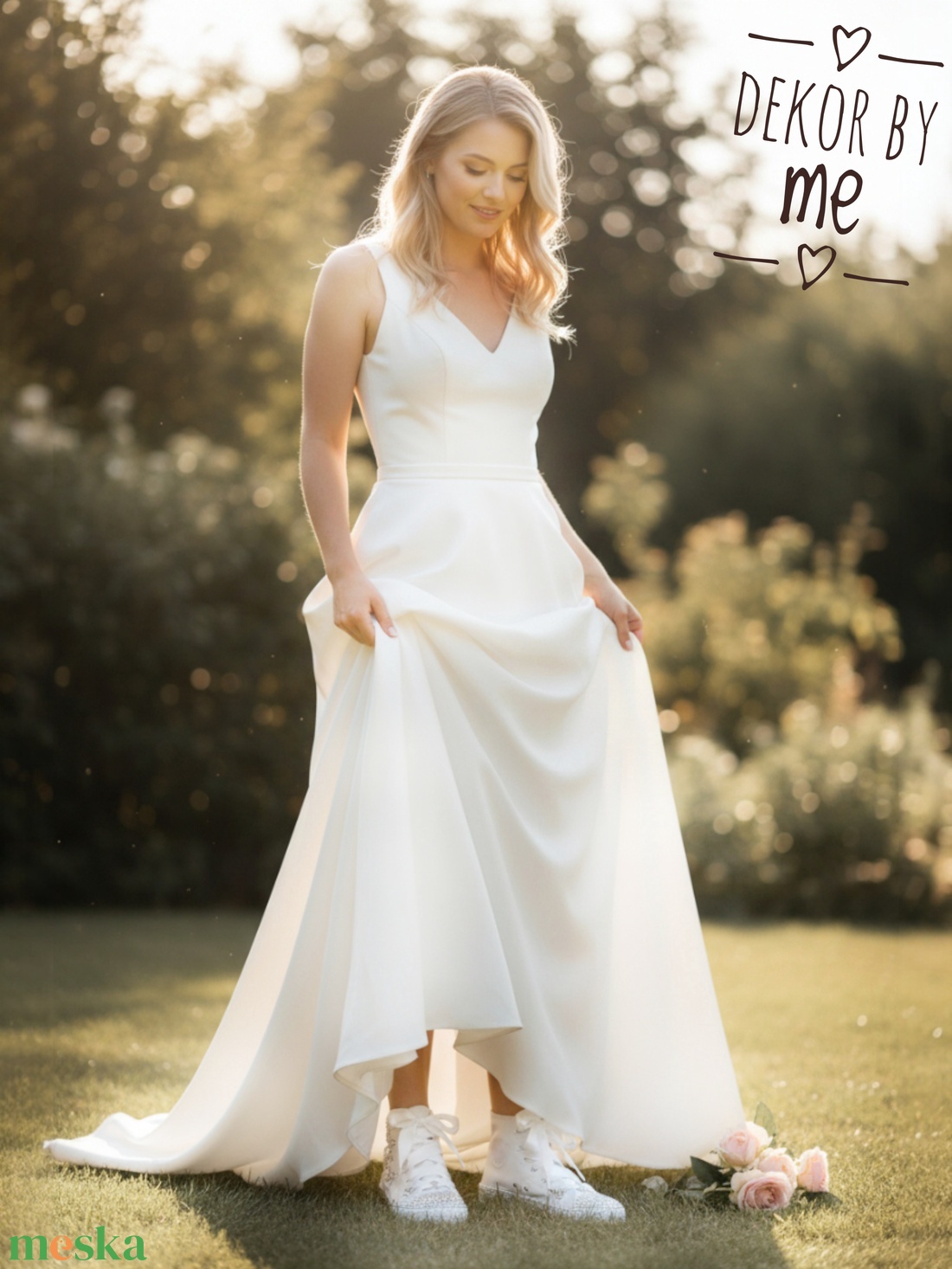 Menyasszonyi tornacipő csipkével és strasszkövekkel � kényelmes, egyedi esküvői cipő - esküvő - cipő és cipőklipsz - Meska.hu