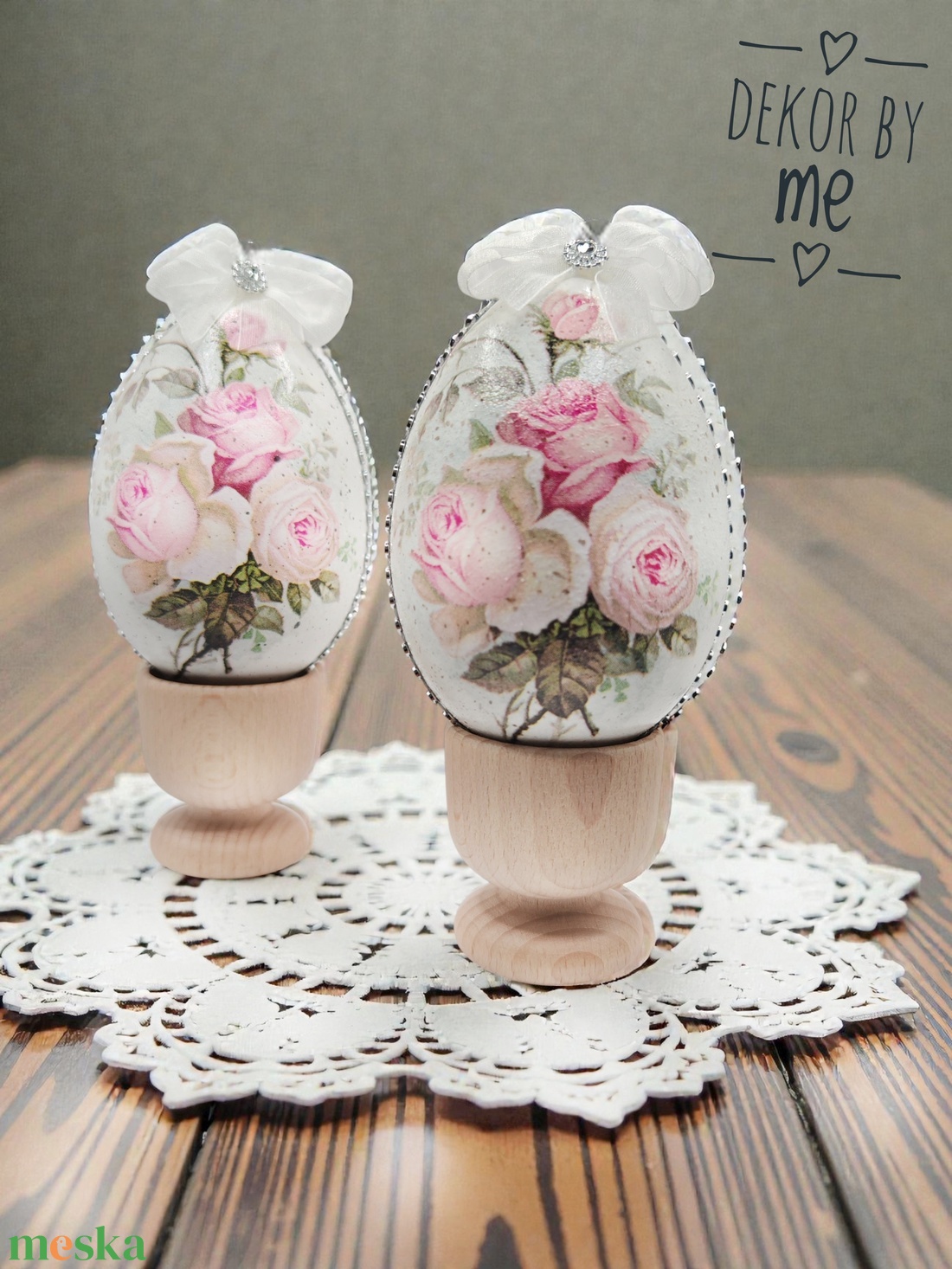 Romantikus vintage húsvéti tojások � felakasztható dekoráció - ünnepi díszek, dekorációk - húsvéti díszek és dekorációk - húsvéti asztaldíszek - Meska.hu