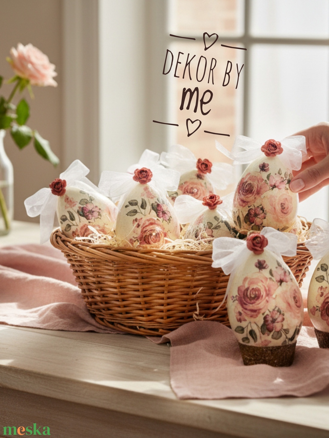 Romantikus vintage húsvéti tojások � felakasztható dekoráció - ünnepi díszek, dekorációk - húsvéti díszek és dekorációk - húsvéti asztaldíszek - Meska.hu