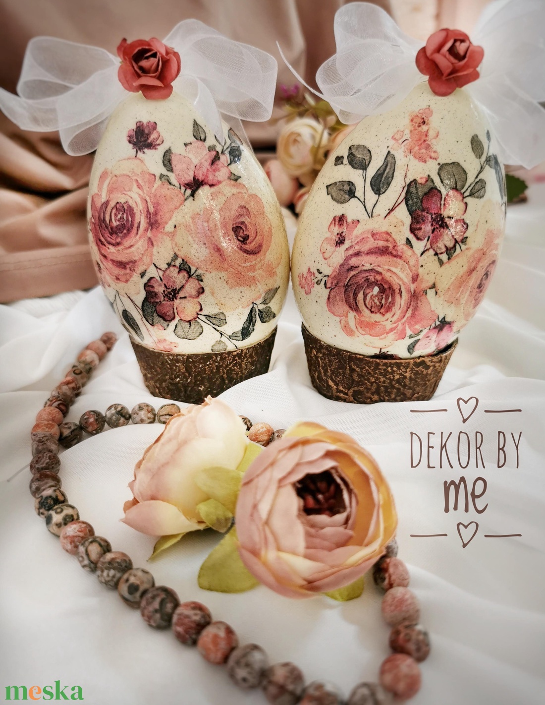 Romantikus vintage húsvéti tojások � felakasztható dekoráció - ünnepi díszek, dekorációk - húsvéti díszek és dekorációk - húsvéti asztaldíszek - Meska.hu