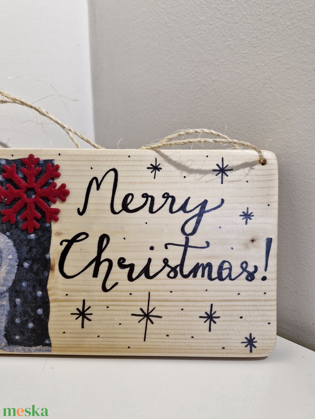 Karácsonyi hóemberes natúr ajtódísz - otthon & életmód - dekoráció - ajtó- és ablak dekoráció - ajtódísz & kopogtató - Meska.hu