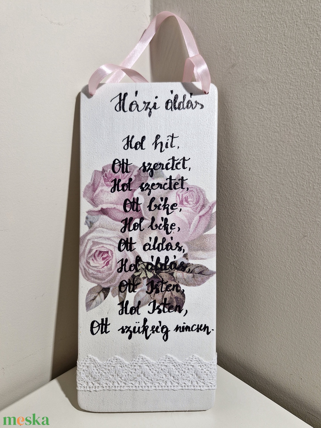 Házi áldás fehér ajtódísz  - otthon & életmód - dekoráció - ajtó- és ablak dekoráció - ajtódísz & kopogtató - Meska.hu