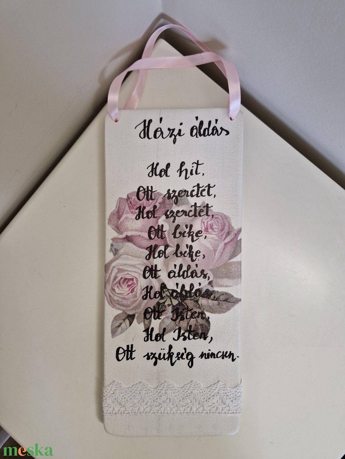 Házi áldás fehér ajtódísz  - otthon & életmód - dekoráció - ajtó- és ablak dekoráció - ajtódísz & kopogtató - Meska.hu