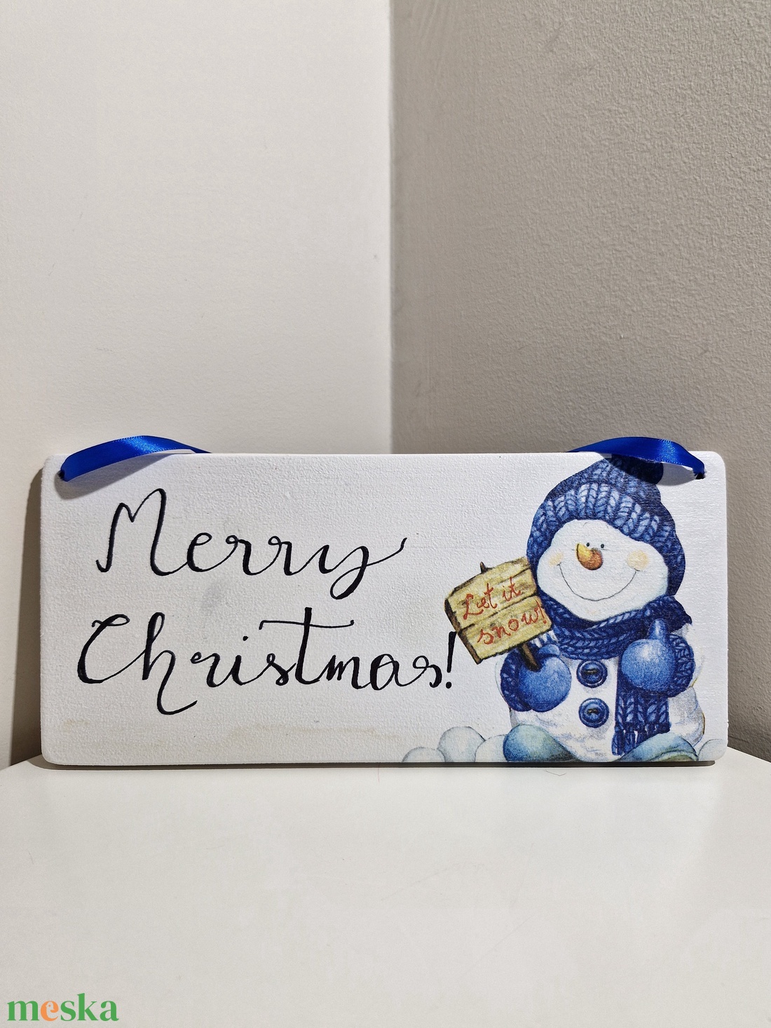 Karácsonyi hóemberes fehér ajtódísz Merry Christmas! felirattal - otthon & életmód - dekoráció - ajtó- és ablak dekoráció - ajtódísz & kopogtató - Meska.hu