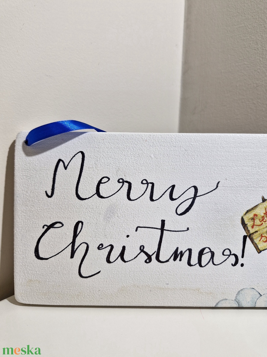 Karácsonyi hóemberes fehér ajtódísz Merry Christmas! felirattal - otthon & életmód - dekoráció - ajtó- és ablak dekoráció - ajtódísz & kopogtató - Meska.hu