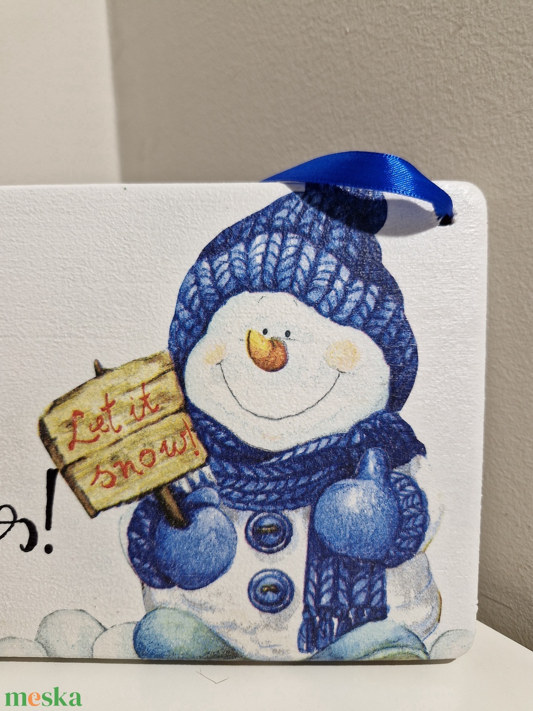 Karácsonyi hóemberes fehér ajtódísz Merry Christmas! felirattal - otthon & életmód - dekoráció - ajtó- és ablak dekoráció - ajtódísz & kopogtató - Meska.hu