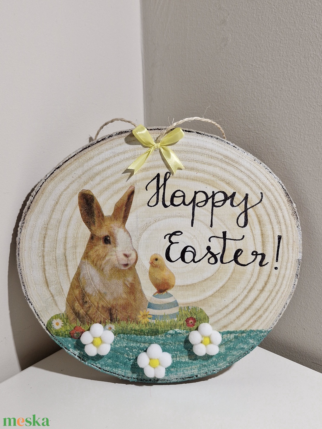 Happy Easter! nyuszis ajtódísz - ünnepi díszek, dekorációk - húsvéti díszek és dekorációk - húsvéti ajtódísz, kopogtató - Meska.hu