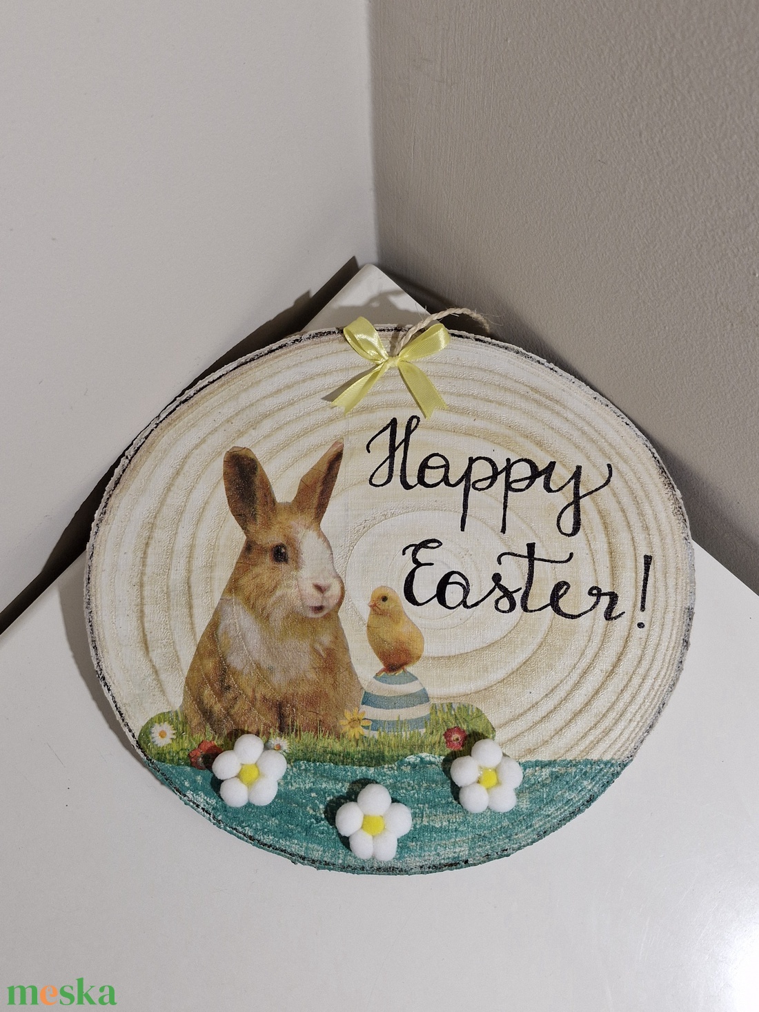 Happy Easter! nyuszis ajtódísz - ünnepi díszek, dekorációk - húsvéti díszek és dekorációk - húsvéti ajtódísz, kopogtató - Meska.hu