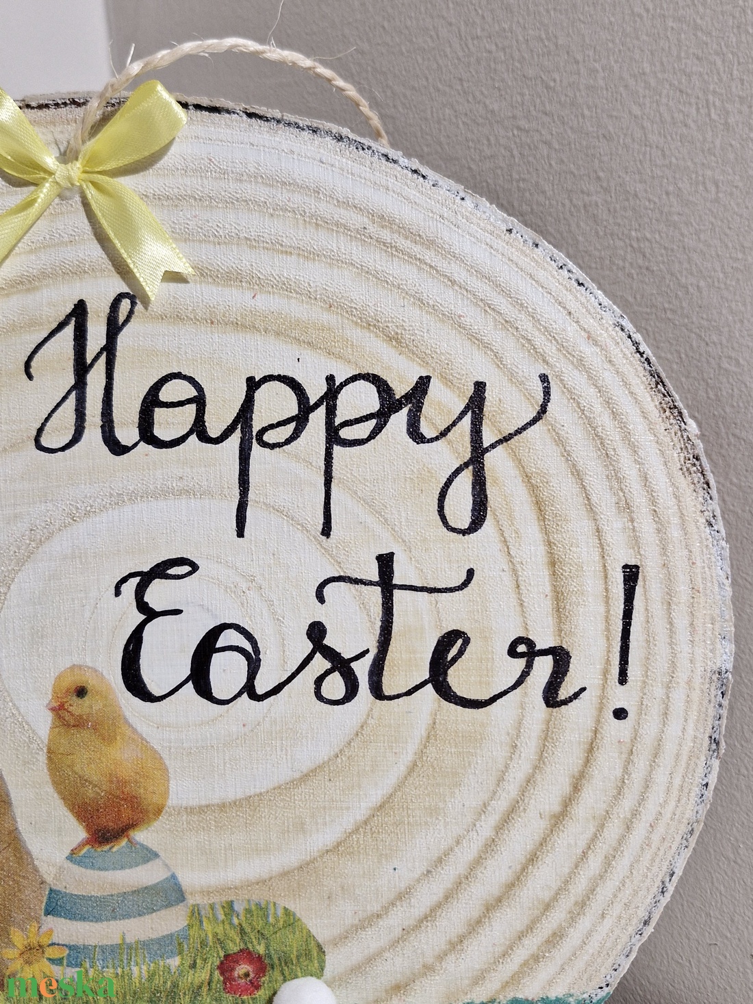 Happy Easter! nyuszis ajtódísz - ünnepi díszek, dekorációk - húsvéti díszek és dekorációk - húsvéti ajtódísz, kopogtató - Meska.hu