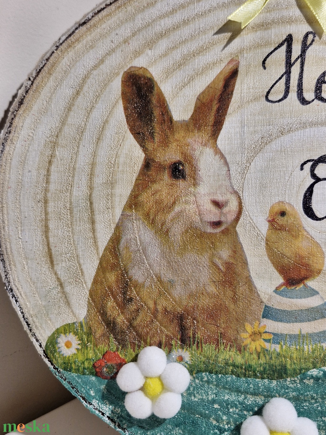 Happy Easter! nyuszis ajtódísz - ünnepi díszek, dekorációk - húsvéti díszek és dekorációk - húsvéti ajtódísz, kopogtató - Meska.hu