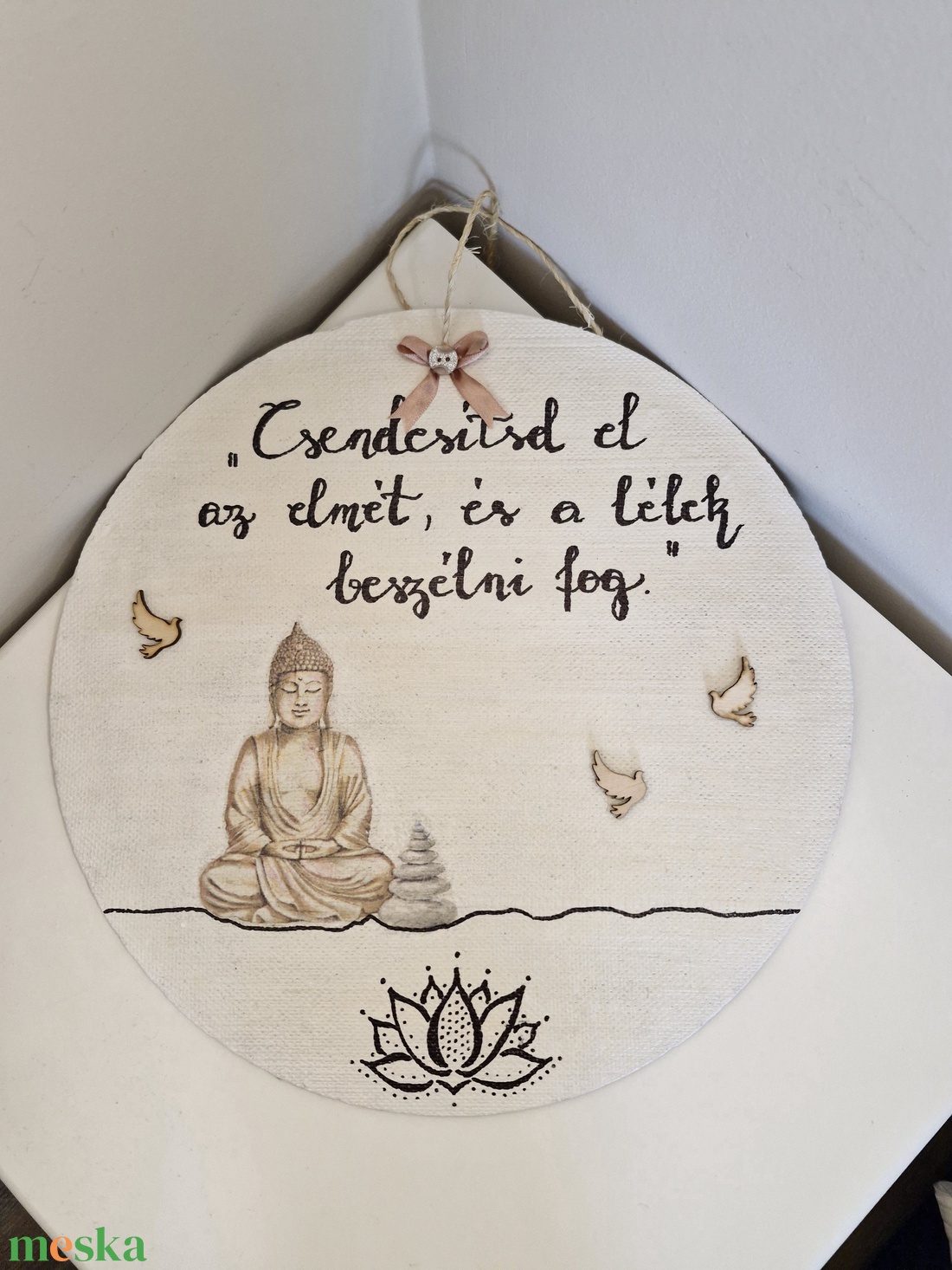 Buddhás ajtódísz madarakkal - otthon & életmód - dekoráció - fali és függő dekoráció - falra akasztható dekor - Meska.hu