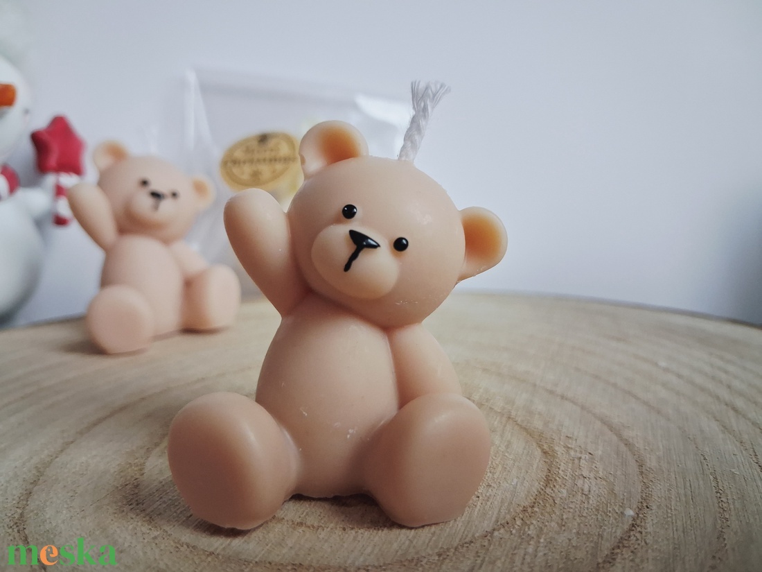 Karácsonyi Illatgyertya,integetős kicsi maci - karácsony - karácsonyi lakásdekoráció - karácsonyi illatgyertya, mécses - Meska.hu