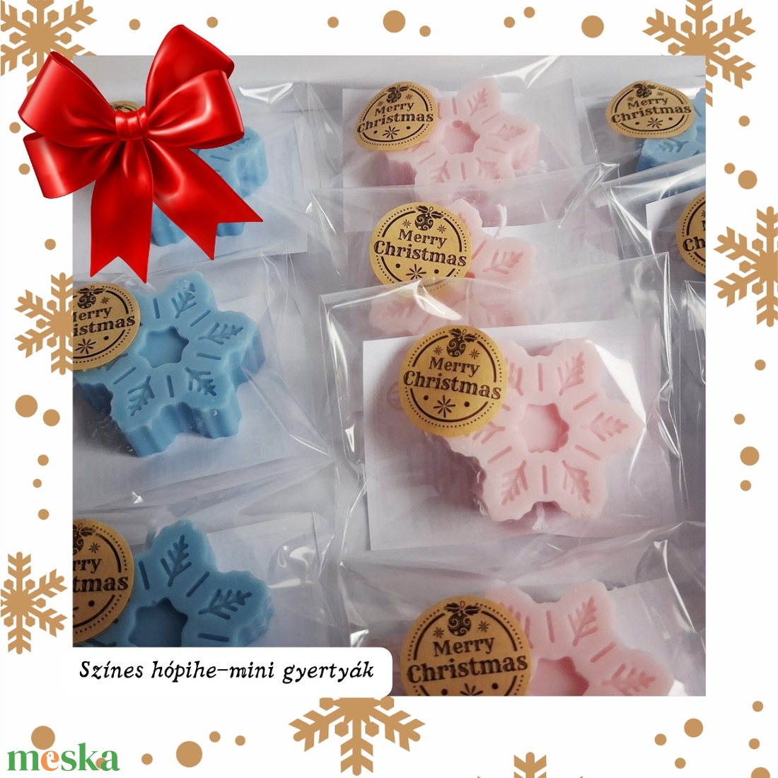 Karácsonyi Mini színes hópihe Illatgyertya Szójaviaszból - karácsony - karácsonyi lakásdekoráció - karácsonyi illatgyertya, mécses - Meska.hu