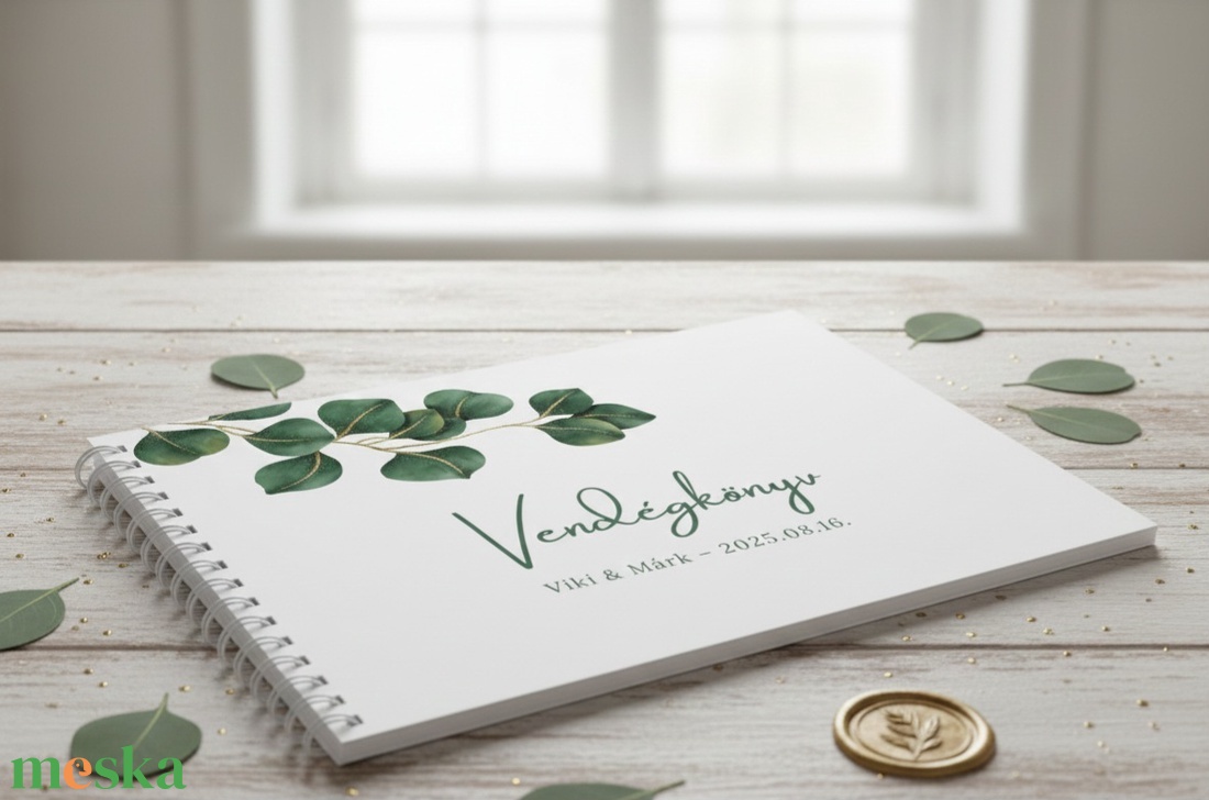ESKÜVŐI VENDÉGKÖNYV-GREENARY - esküvő - emlék & ajándék - vendégkönyv - Meska.hu
