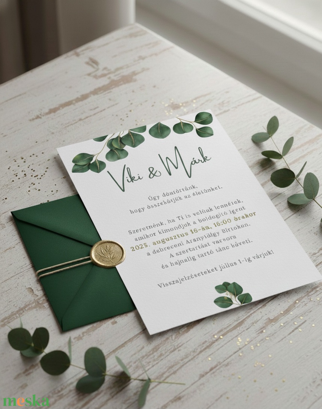 Greenary esküvői meghívó - esküvő - meghívó & kártya - meghívó - Meska.hu