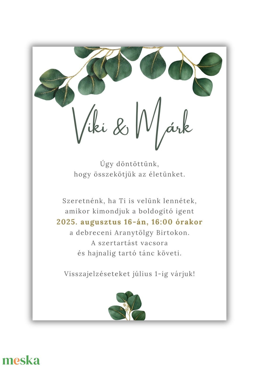 Greenary esküvői meghívó - esküvő - meghívó & kártya - meghívó - Meska.hu