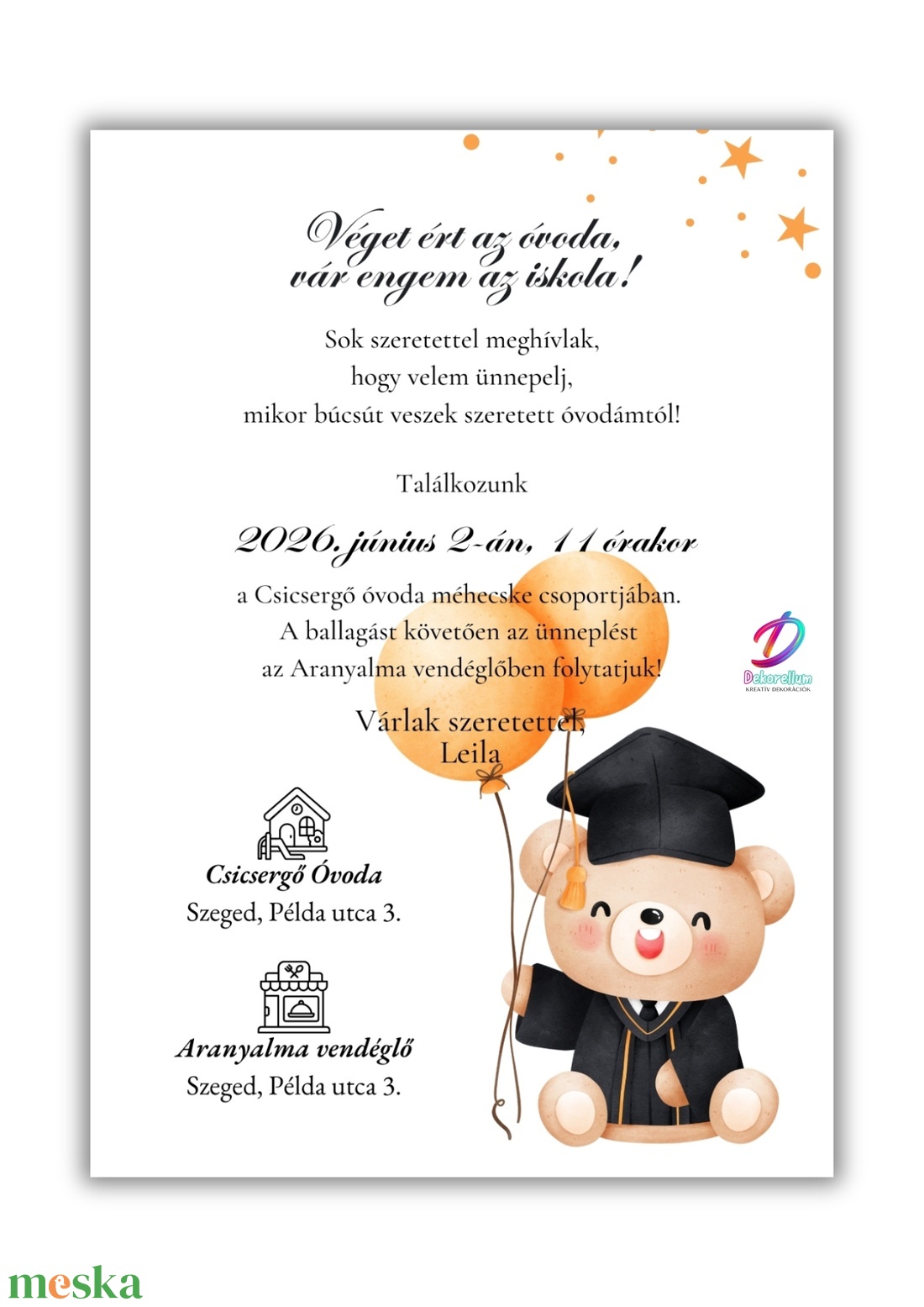 Ballagási meghívó ovisoknak - otthon & életmód - papír, írószer - ajándékozás kellékei - meghívó - Meska.hu
