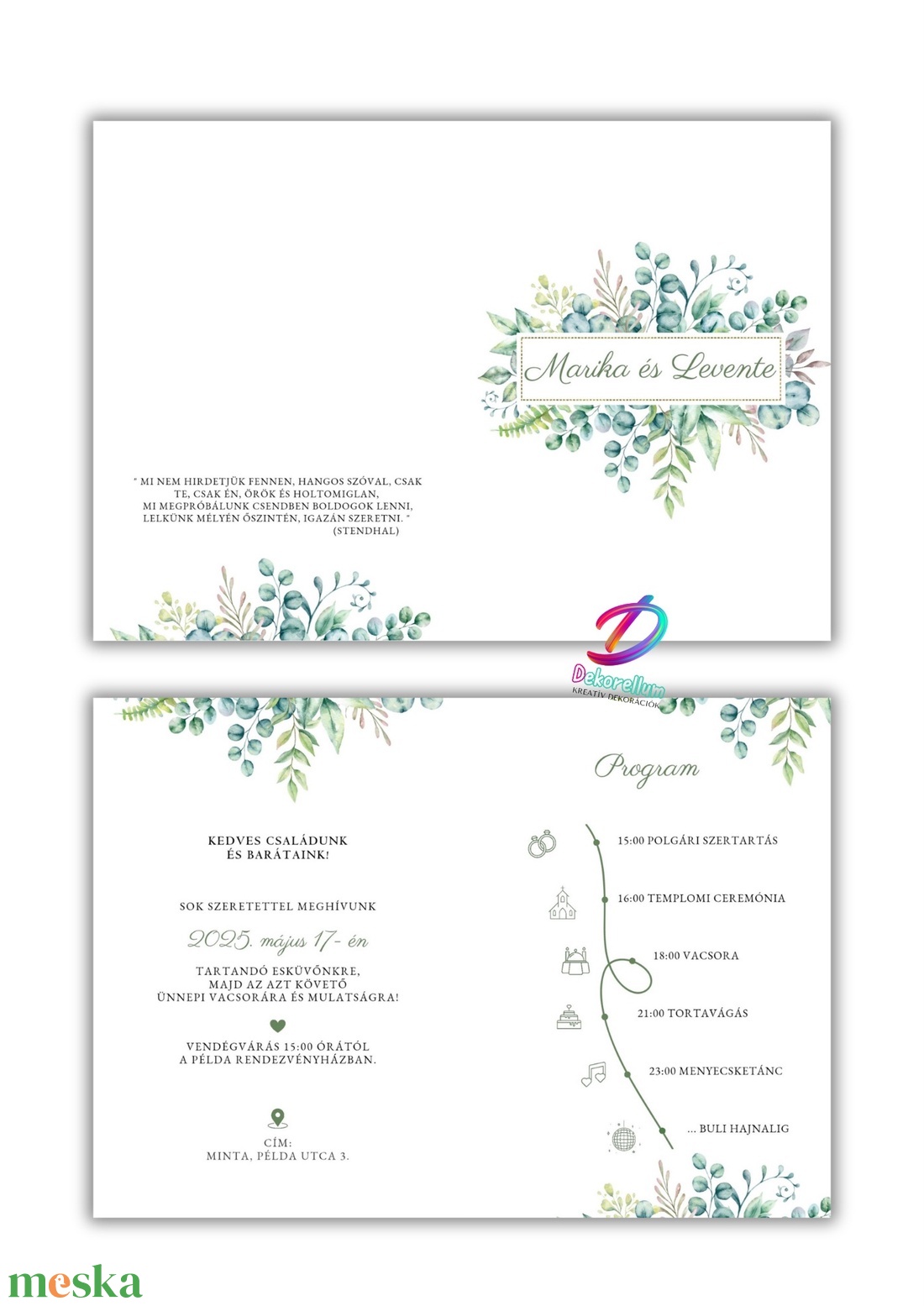 Greenary esküvői meghívó - esküvő - meghívó & kártya - meghívó - Meska.hu