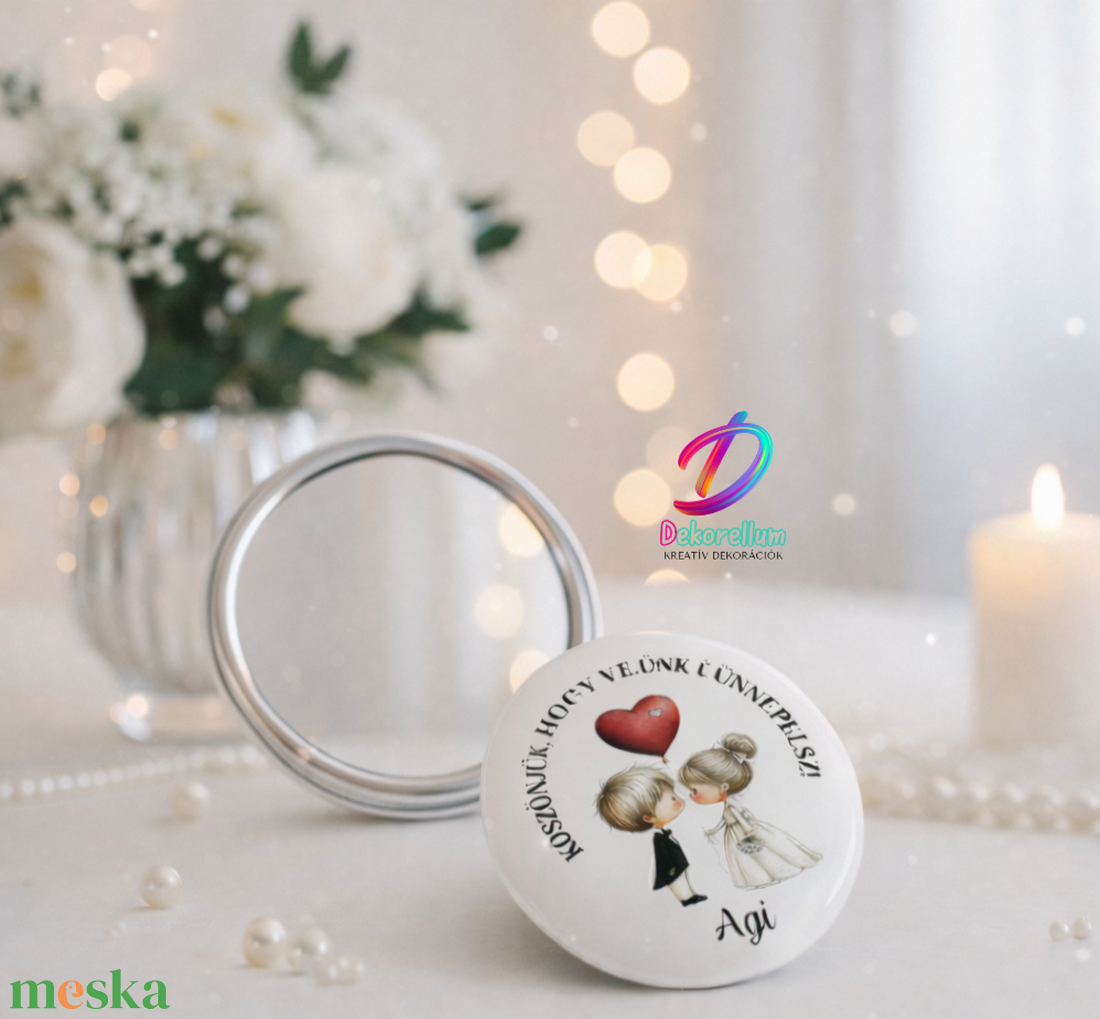 Hasznos esküvői köszönetajándék-Zsebtükör, sminktükör - esküvő - emlék & ajándék - köszönőajándék - Meska.hu