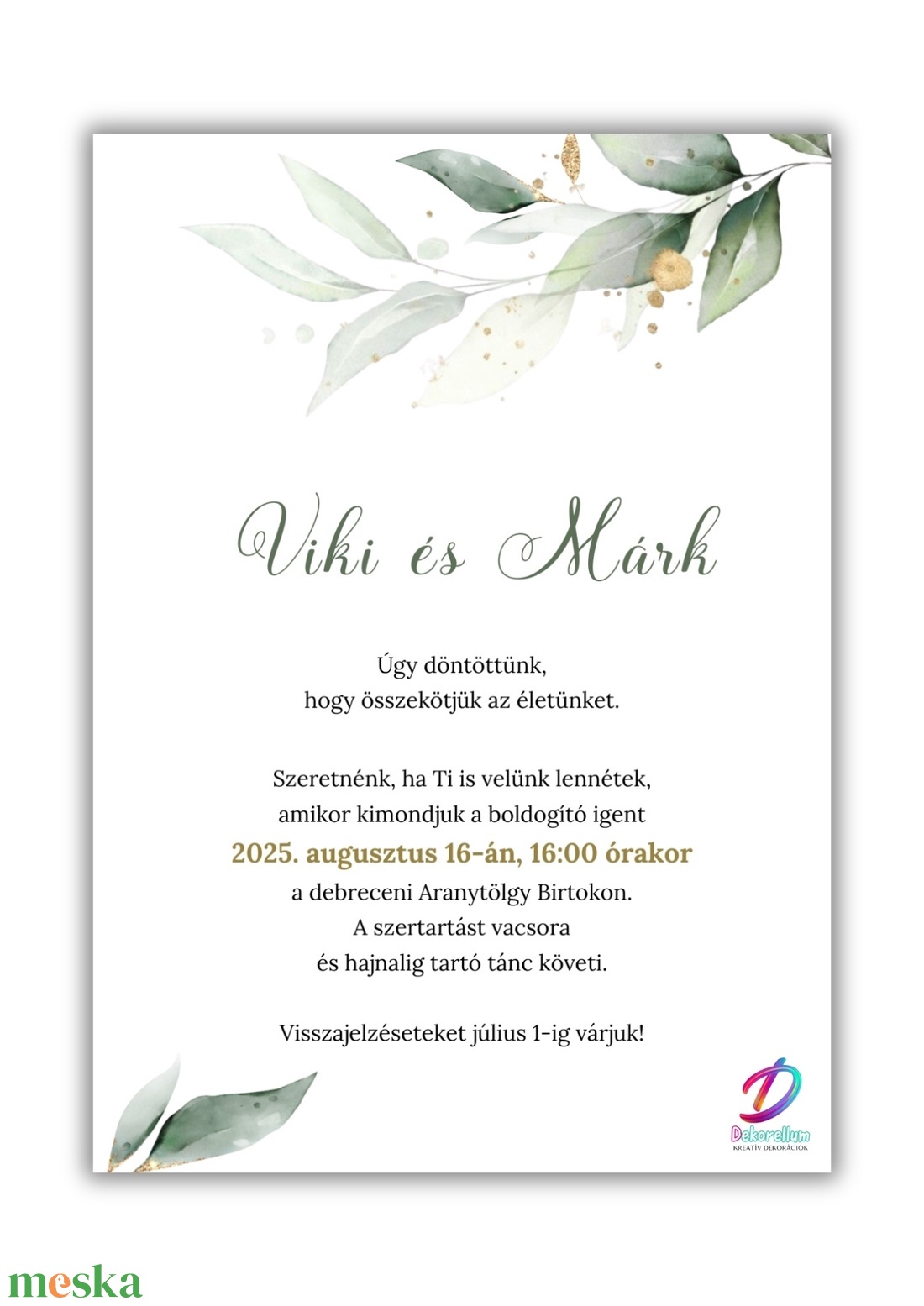 Greenary esküvői meghívó - esküvő - meghívó & kártya - meghívó - Meska.hu