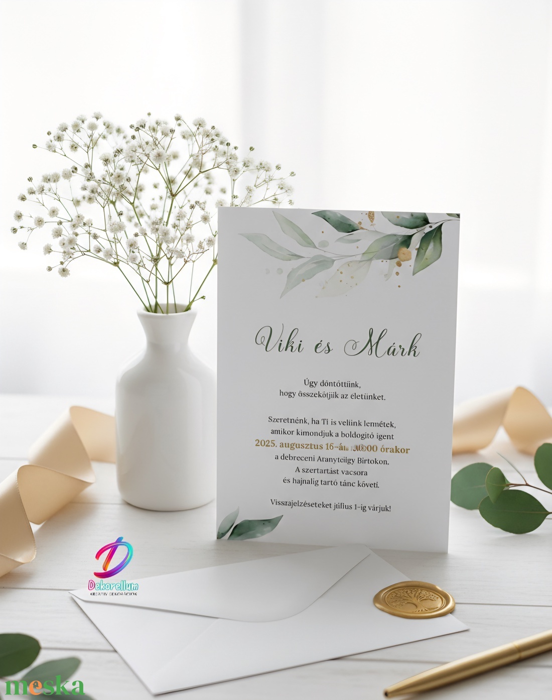 Greenary esküvői meghívó - esküvő - meghívó & kártya - meghívó - Meska.hu
