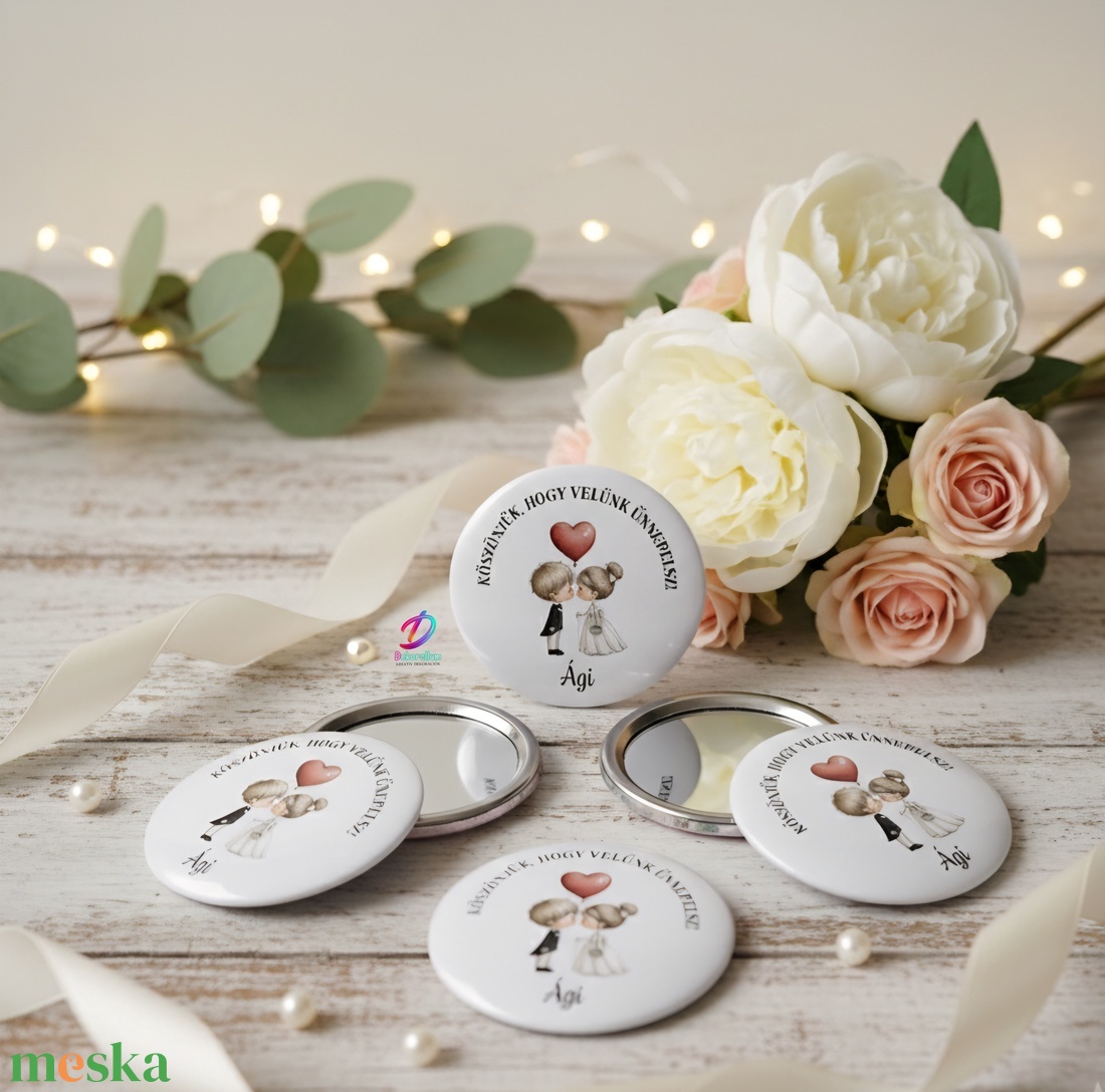 Hasznos esküvői köszönetajándék-Zsebtükör, sminktükör - esküvő - emlék & ajándék - köszönőajándék - Meska.hu