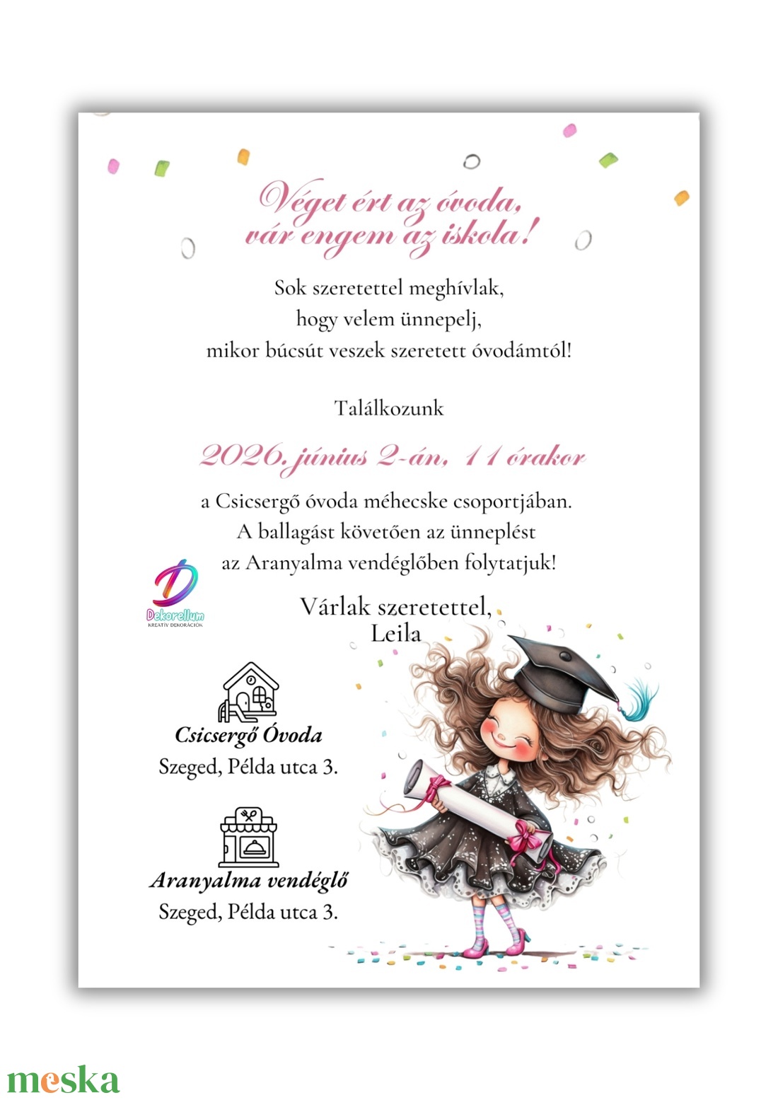 Ballagási Meghívó - otthon & életmód - papír, írószer - ajándékozás kellékei - meghívó - Meska.hu