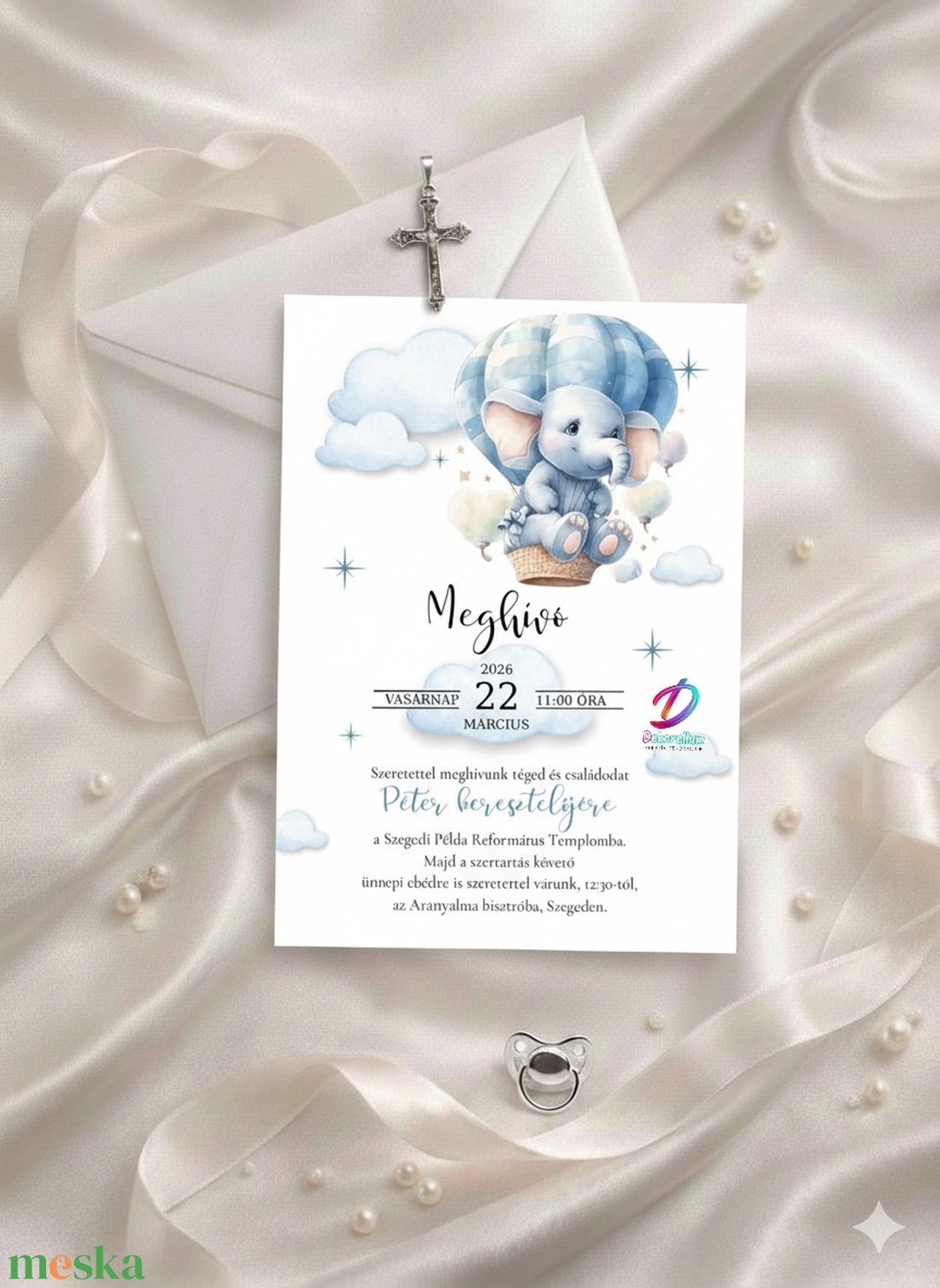 Keresztelési meghívó fiúknak� elegáns, személyre szabott, prémium kivitel - baba - mama - keresztelő kellékek - keresztelő meghívó - Meska.hu