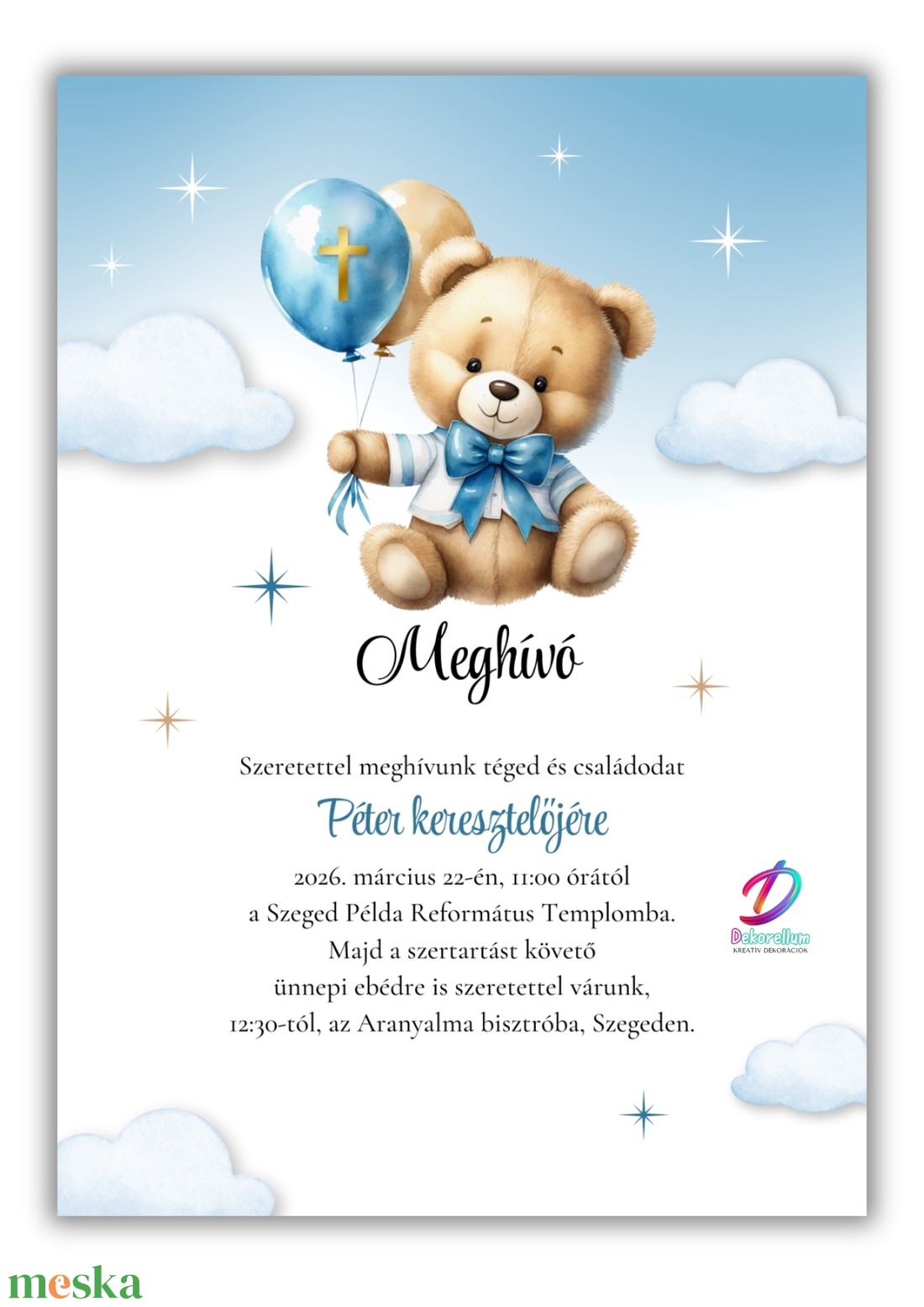 Keresztelési meghívó fiúknak� elegáns, személyre szabott, prémium kivitel - baba - mama - keresztelő kellékek - keresztelő meghívó - Meska.hu