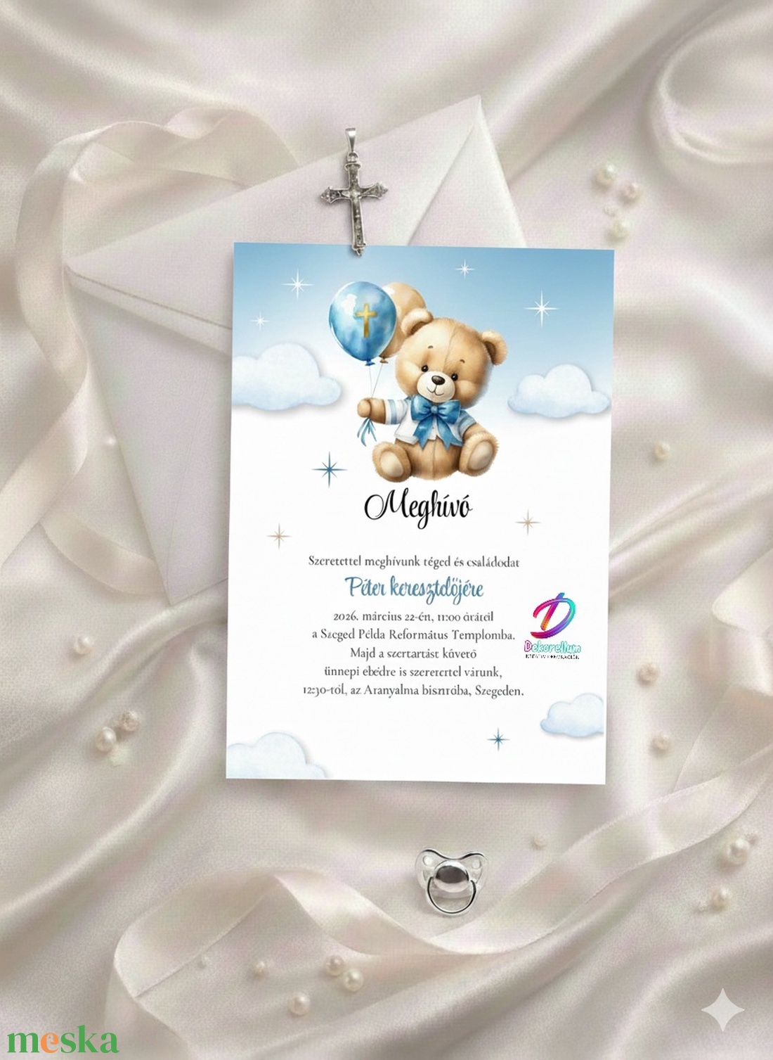 Keresztelési meghívó fiúknak� elegáns, személyre szabott, prémium kivitel - baba - mama - keresztelő kellékek - keresztelő meghívó - Meska.hu
