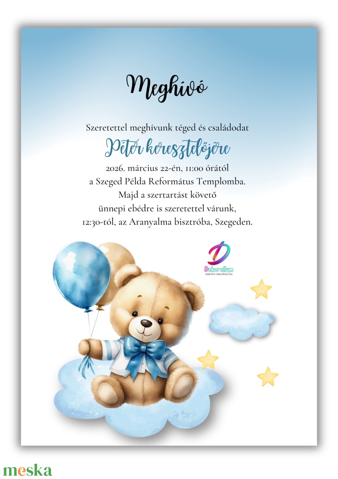 Keresztelési meghívó fiúknak� elegáns, személyre szabott, prémium kivitel - baba - mama - keresztelő kellékek - keresztelő meghívó - Meska.hu