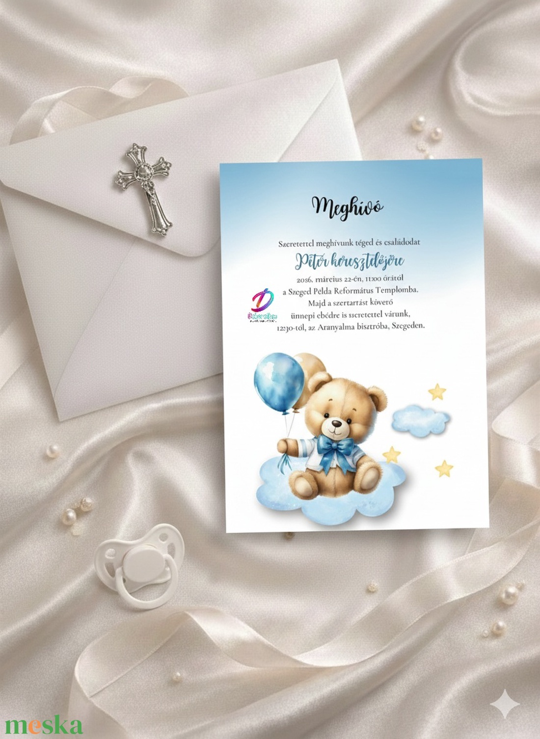 Keresztelési meghívó fiúknak� elegáns, személyre szabott, prémium kivitel - baba - mama - keresztelő kellékek - keresztelő meghívó - Meska.hu