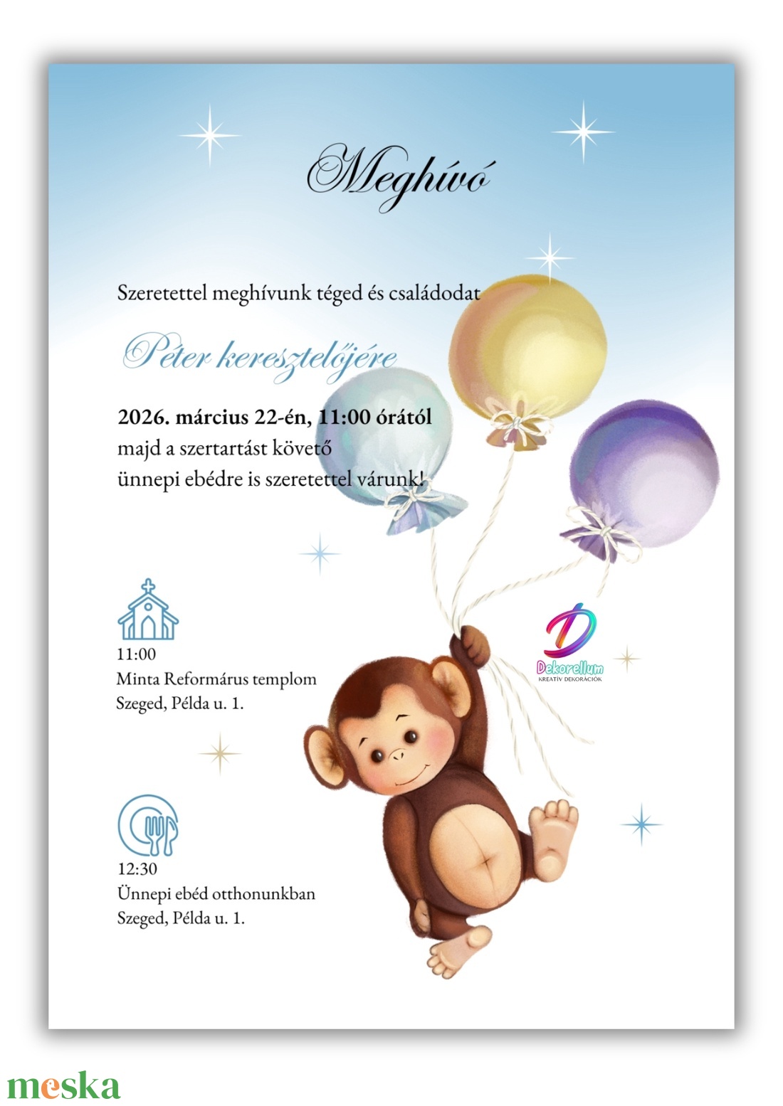 Keresztelési meghívó fiúknak� elegáns, személyre szabott, prémium kivitel - baba - mama - keresztelő kellékek - keresztelő meghívó - Meska.hu