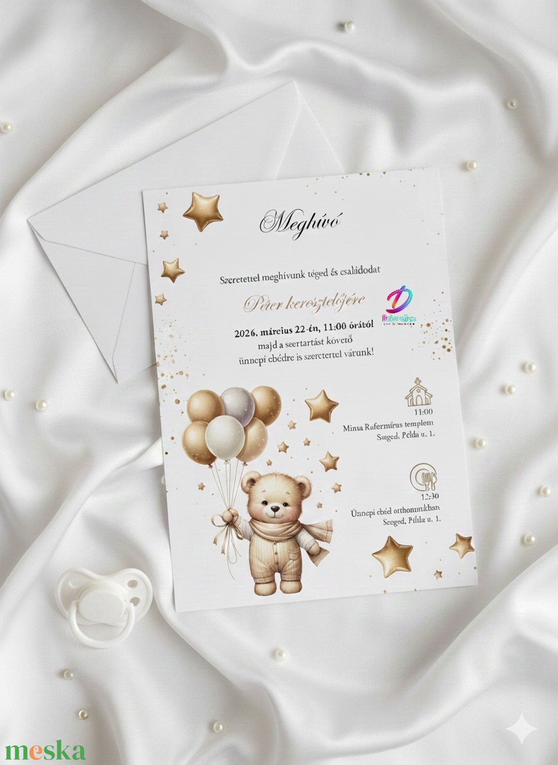 Keresztelési meghívó fiúknak� elegáns, személyre szabott, prémium kivitel - baba - mama - keresztelő kellékek - keresztelő meghívó - Meska.hu