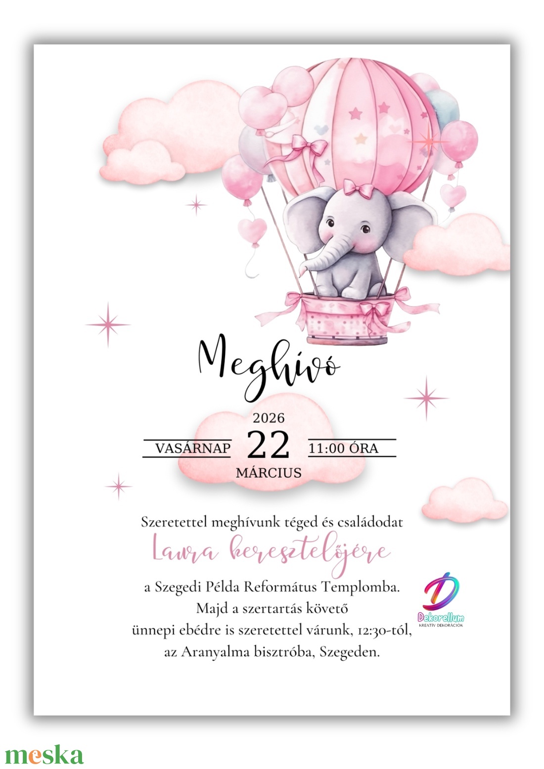 Keresztelési meghívó lányoknak� elegáns, személyre szabott, prémium kivitel - baba - mama - keresztelő kellékek - keresztelő meghívó - Meska.hu
