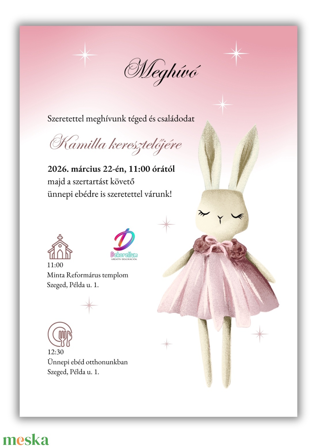 Keresztelési meghívó lányoknak� elegáns, személyre szabott, prémium kivitel - baba - mama - keresztelő kellékek - keresztelő meghívó - Meska.hu